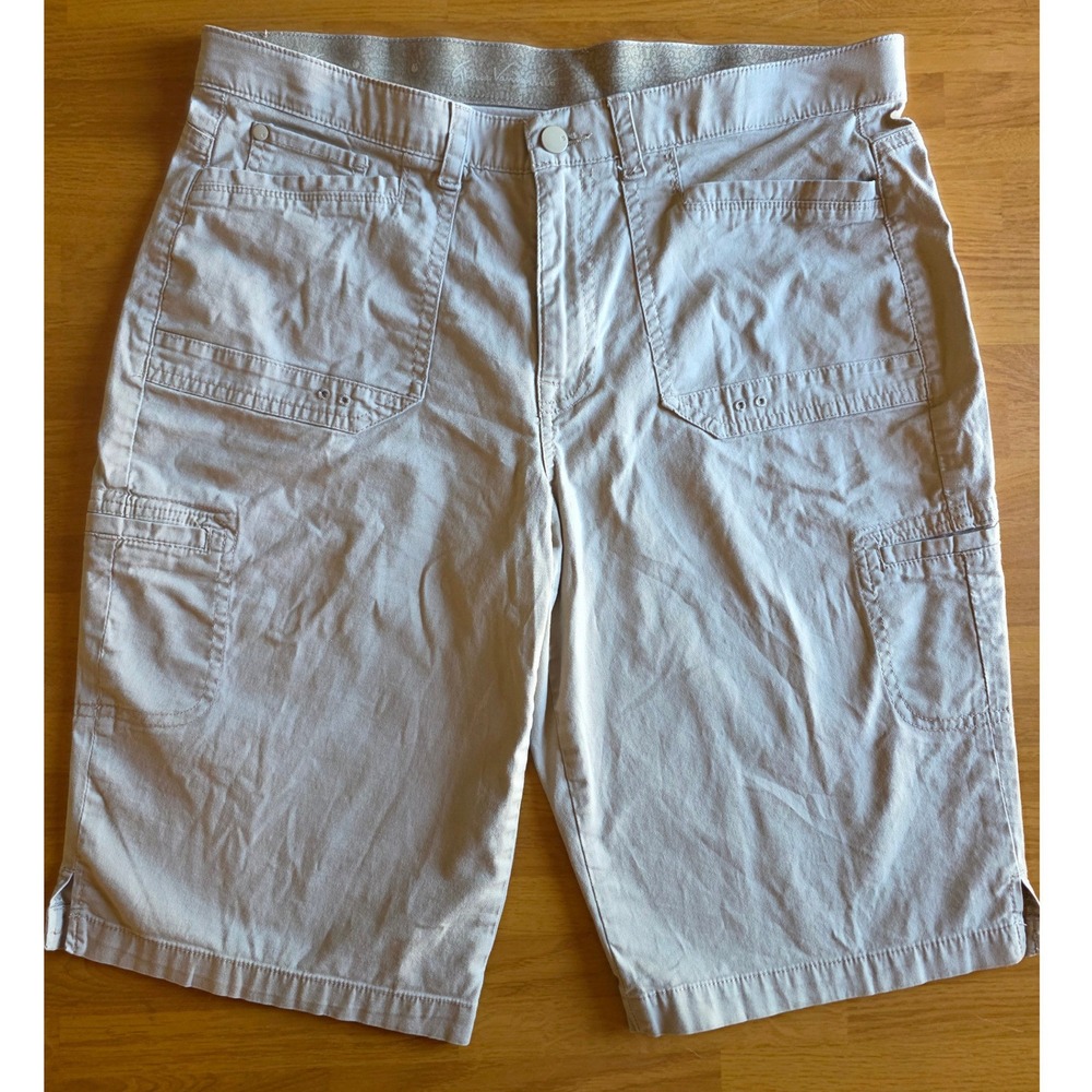 Gloria Vanderbilt Women Cargo Shorts Size 10 Khaki Beige Bermuda Utility Hiking